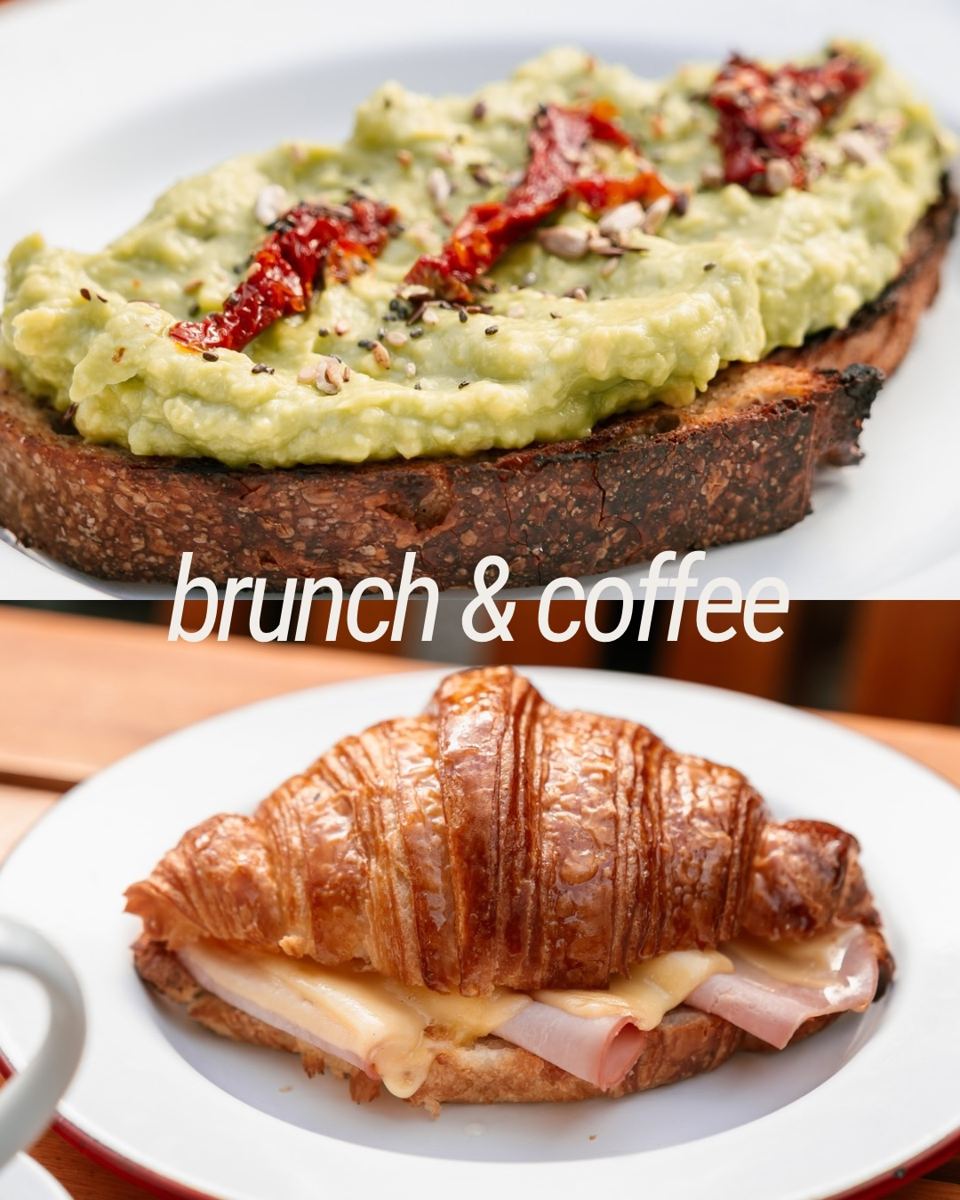 Avocado toast y croissant del brunch